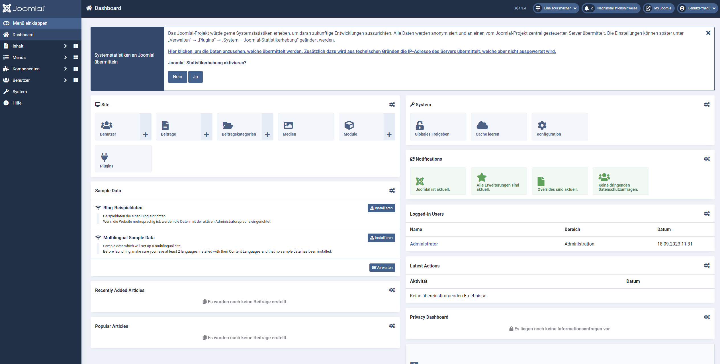 Screenshot Joomla Administration